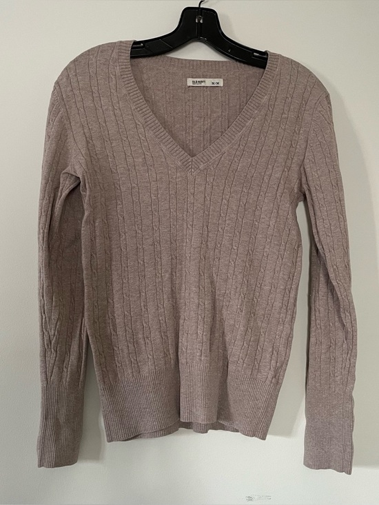 Old Navy Sweaters - Y2K Old Navy Oatmeal Tan Womens Medium Ribbed V-Neck Sweater Preppy Old Money